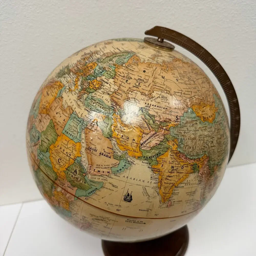 Replogle World Classic Series 12” Globe Wood Base Raised Relief Map Made in USA